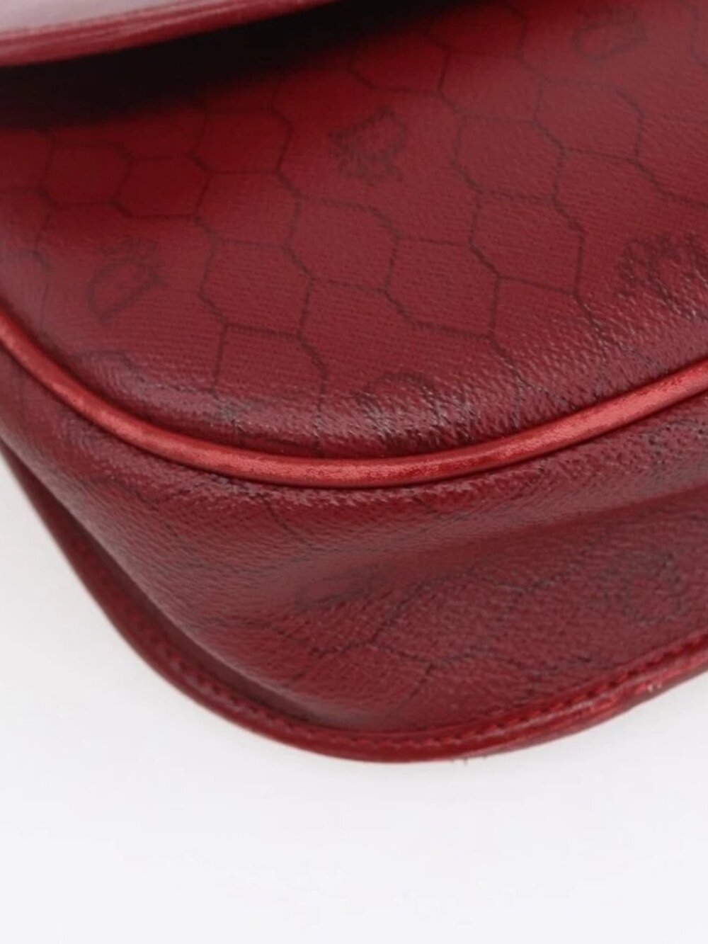 Christian Dior Honeycomb Canvas Shoulder Bag PVC Red Gold Auth - Picture 12 of 15